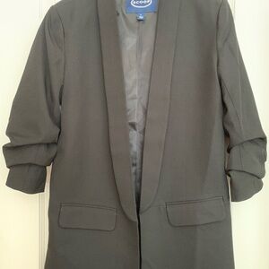 Blazer jacket in black. Size Small. 3/4 sleeves. Machine wash cold.